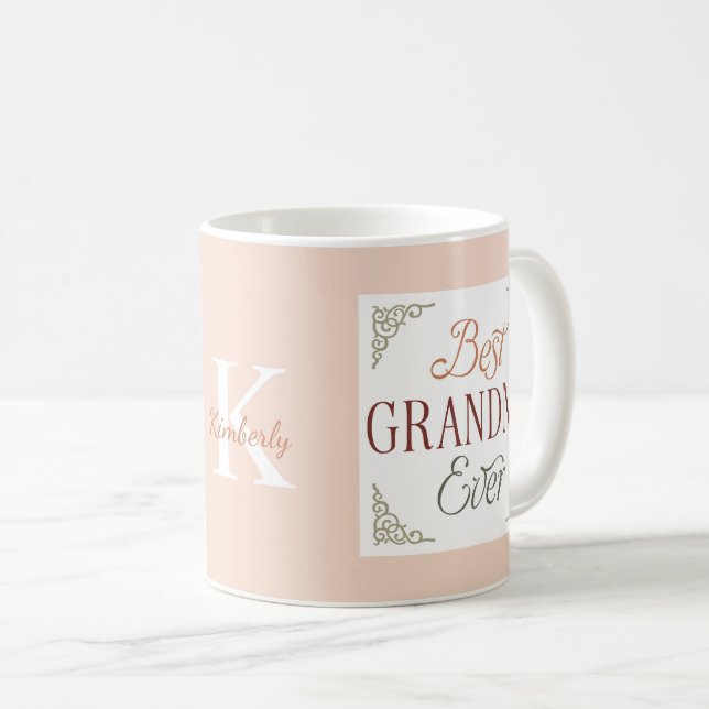 Personalized Monogram Name Best Grandma Ever  Kaffeetasse (VorderseiteRechts)