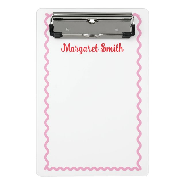 Personalized Monogram Notepads with Scallop Border Mini Klemmbrett (Vorderseite)