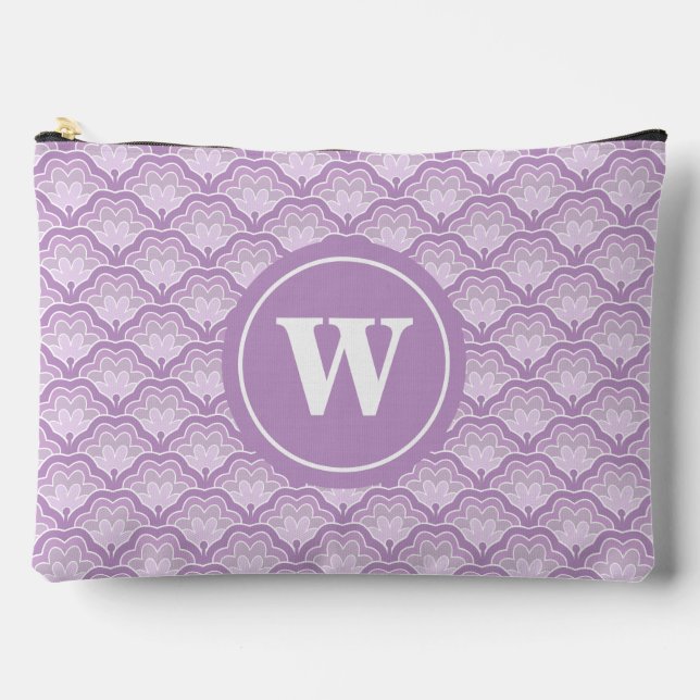 Personalized Monogram Soft Purple Floral Pattern Zubehörtasche (Vorderseite)