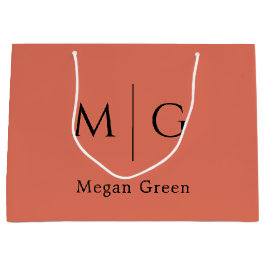 Personalized Monogram with Name Terracotta Große Geschenktüte