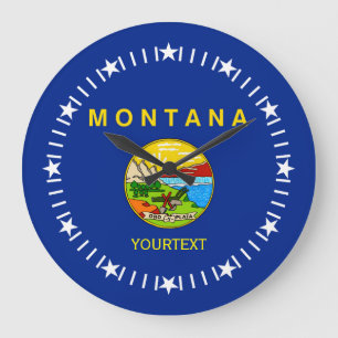 Personalized Montana State Flag Design on a Große Wanduhr
