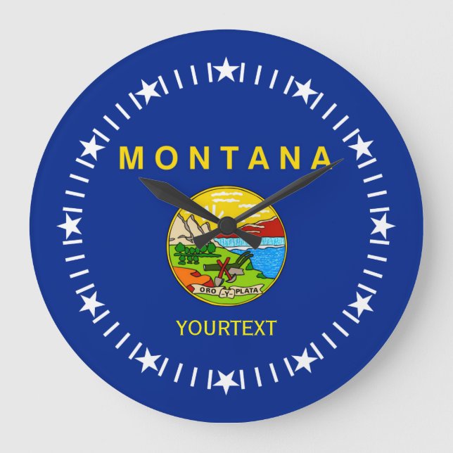 Personalized Montana State Flag Design on a Große Wanduhr (Vorderseite)