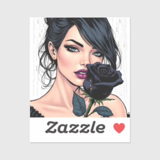 Personalized Moody Gothic Woman with Rose   Aufkleber