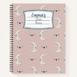 Personalized Moon Pattern Spiral Notebook 8.5x11 Notizbuch