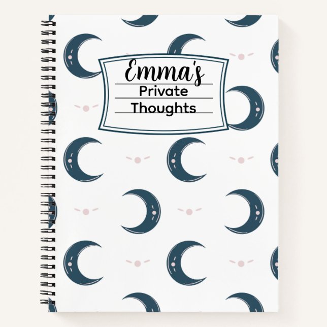 Personalized Moon Pattern Spiral Notebook 8.5x11 Notizbuch (Vorderseite)