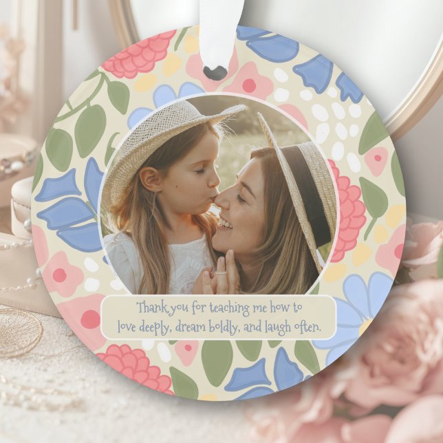 Personalized Mother-Daughter Keepsake Ornament  (Round Acrylic Personalized Mother-Daughter Photo Ornament)