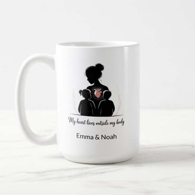 Personalized Motherhood Silhouette–Custom Mom Gift Kaffeetasse (Links)