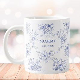 Personalized Mothers Day Blue Flowers Floral Jumbo-Tasse