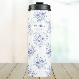 Personalized Mothers Day Blue Flowers Floral Thermosbecher