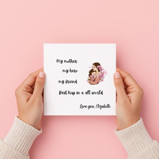 Personalized Mother's Day Mom's Hug Flat Card