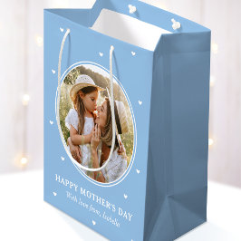 Personalized Mother's Day Photos Cute Blue White Mittlere Geschenktüte
