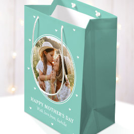 Personalized Mother's Day Photos Cute Mint Green Mittlere Geschenktüte