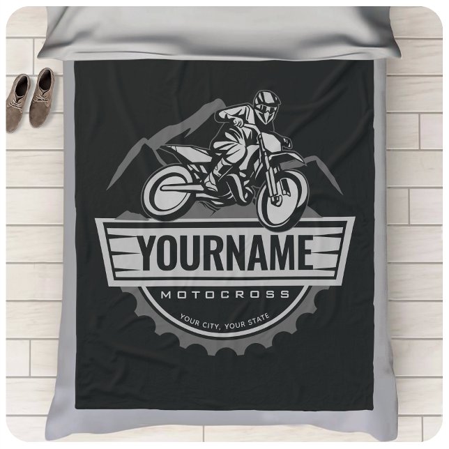 Personalized Motocross Rider Dirt Bike Hill Racing Fleecedecke (Von Creator hochgeladen)