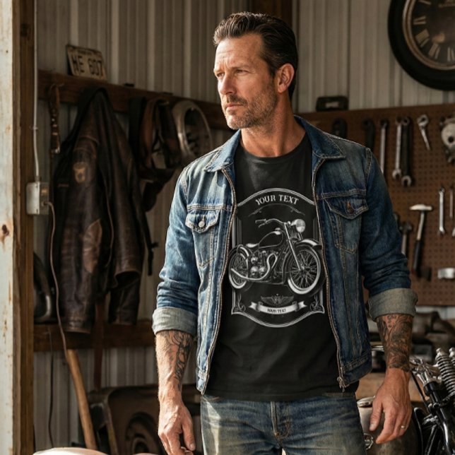 Personalized Motorcycle Biker Gift T-Shirt (Créateur téléchargé)