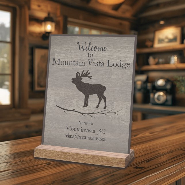 Personalized Mountain Lodge Guest WiFi Sign Acrylschild (mountain lodge elk wifi sign
)