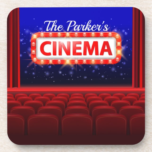 Personalized Movie Theater Cinema Family Room  Getränkeuntersetzer (Vorderseite)