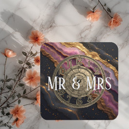Personalized Mr & Mrs Agate Pink Romantic Luxury Getränkeuntersetzer