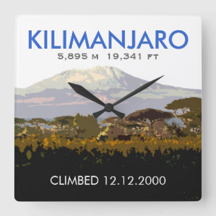 Personalized Mt Kilimanjaro Climb Commemorative Quadratische Wanduhr