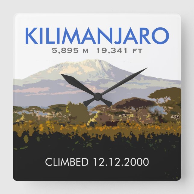 Personalized Mt Kilimanjaro Climb Commemorative Quadratische Wanduhr (Vorderseite)