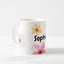 Personalized Mug with Soft Watercolor Floral Name