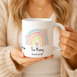 Personalized Mum's Rainbow & Floral Name Mug Kaffeetasse