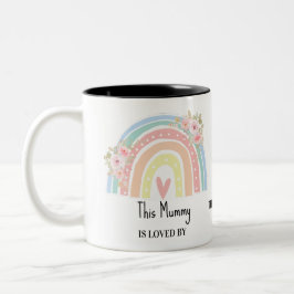 Personalized Mum's Rainbow & Floral Name Mug Zweifarbige Tasse