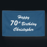 Personalized Name 70th Birthday Party Blue Plaid Banner<br><div class="desc">What a unique banner for a 70th Birthday Party.  The background is a blue plaid pattern. You can personalize three lines of white text of your choosing - suitable for any name,  any age.  Select Indoor or Outdoor material.  All Rights Reserved © 2016 Alan & Marcia Socolik.</div>