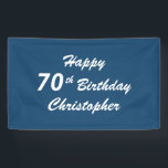 Personalized Name 70th Birthday Party Blue Plaid Banner<br><div class="desc">What a unique banner for a 70th Birthday Party.  The background is a blue plaid pattern. You can personalize three lines of white text of your choosing - suitable for any name,  any age.  Select Indoor or Outdoor material.  All Rights Reserved © 2016 Alan & Marcia Socolik.</div>