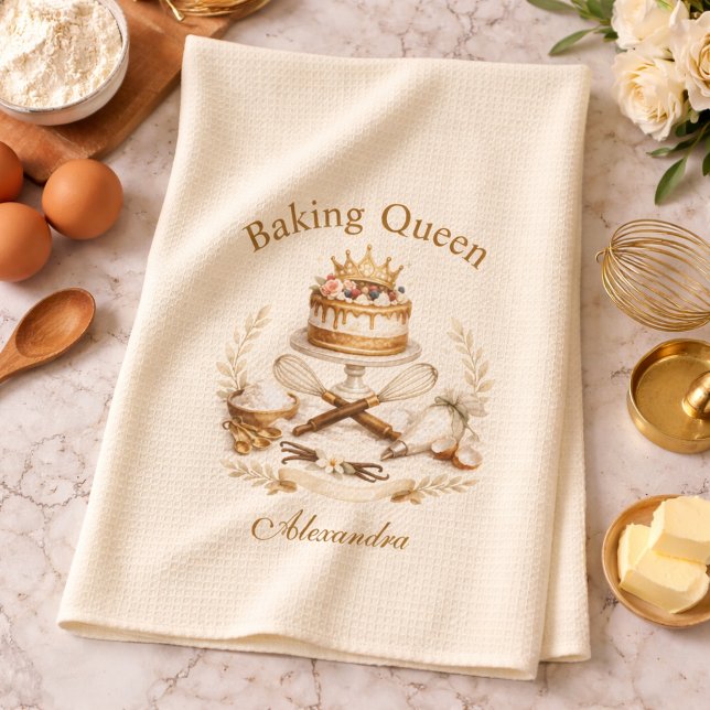 Personalized Name Baking Queen Geschirrtuch (Von Creator hochgeladen)