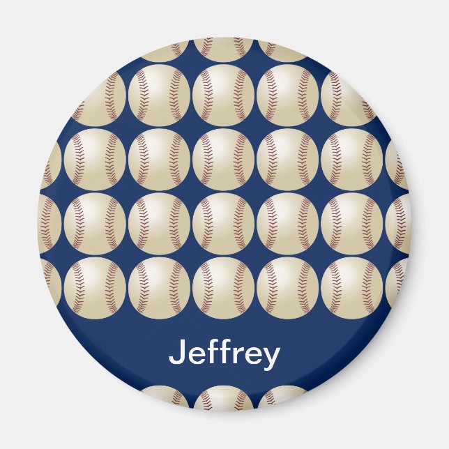 Personalized Name Baseball Magnet, Blue background Magnet (Vorne)