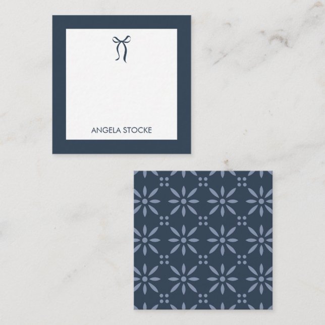 Personalized Name Blue Bow Mitteilungskarte (Vorne/Hinten)