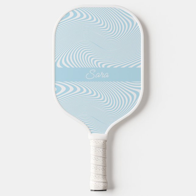 Personalized Name Blue Wave Modern Minimal Design Pickleball Schläger (Vorderseite)
