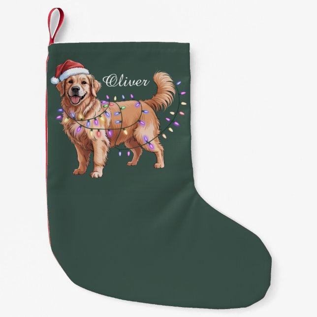 Personalized Name Christmas Golden Retriever Dog  Kleiner Weihnachtsstrumpf (Vorderseite)