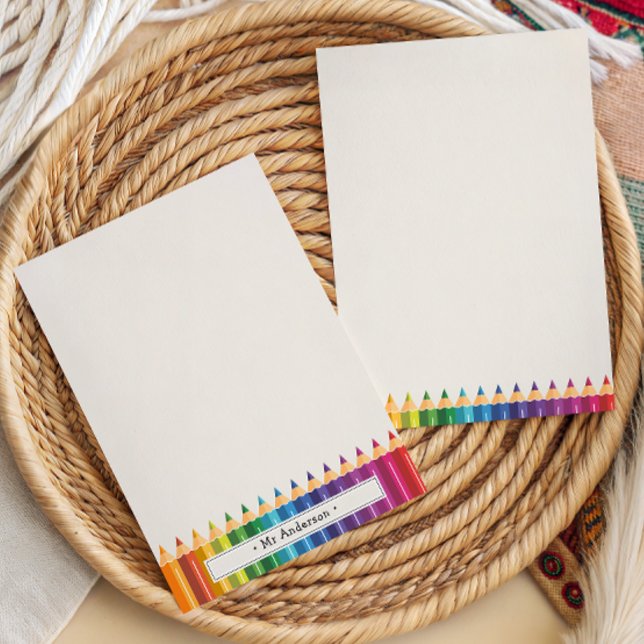 Personalized Name Colorful Pencils Teacher's Mitteilungskarte (Von Creator hochgeladen)