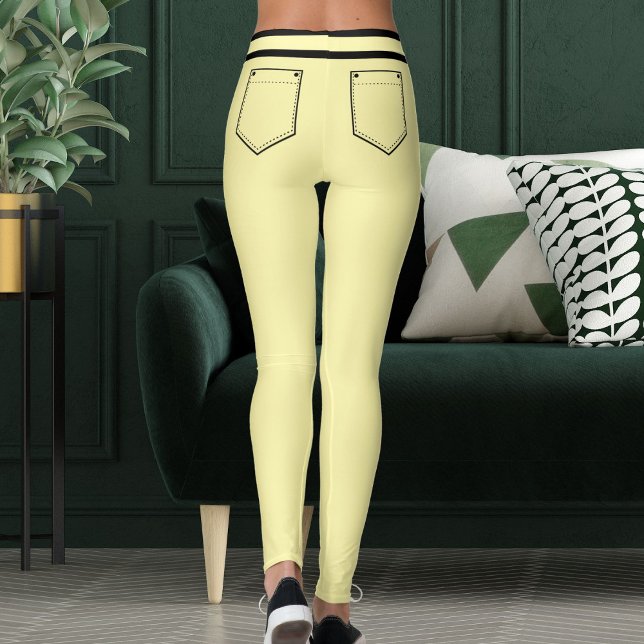 Personalized Name Cream And Black Stripes Fun Gift Leggings (Von Creator hochgeladen)