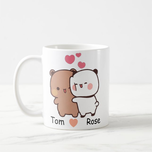 Personalized Name Cute Bear Couple Mug Kaffeetasse (Links)