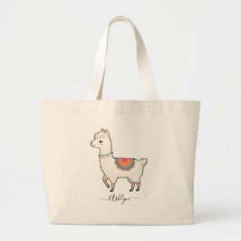 Personalized Name Cute Rainbow Llama Jumbo Stoffbeutel