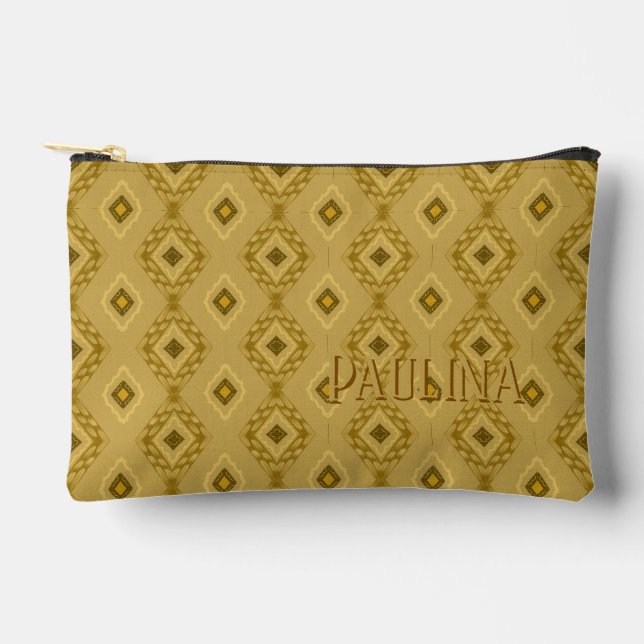 Personalized Name Diamond Gold Elegant Pattern Zubehörtasche (Vorderseite)