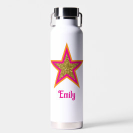 Personalized name elegant gold &pink star  trinkflasche