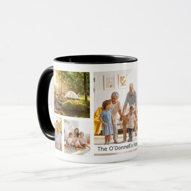 Personalized Name Family Collage Photo Tasse (Vorderseite Links)