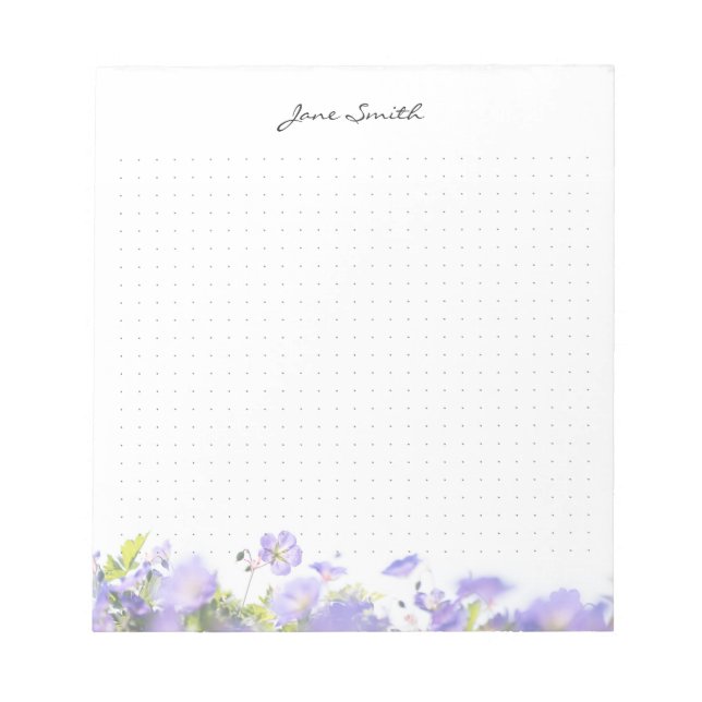 Personalized name floral aesthetic dot Grid Notizblock (Vorderseite)