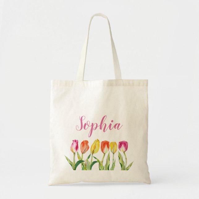 Personalized Name Floral Tragetasche (Vorne)