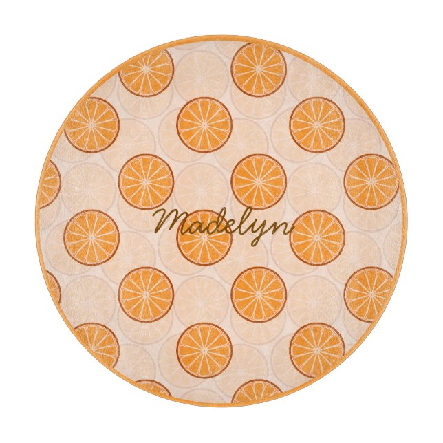 Personalized name fruit orang &brown Cutting Board Schneidebrett (Vorderseite)