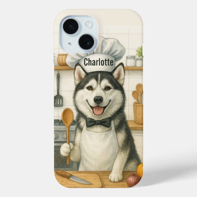 Personalized Name Funny Siberian Husky Dog Chef Case-Mate iPhone Hülle (Rückseite)