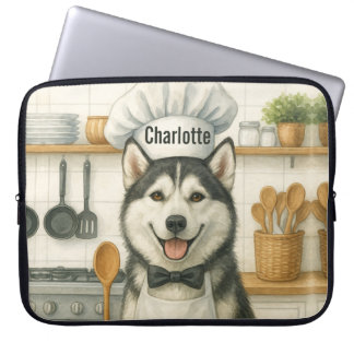 Personalized Name Funny Siberian Husky Dog Chef Laptopschutzhülle