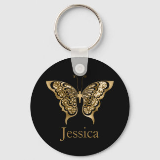 Personalized Name Glitter Golden Butterfly Schlüsselanhänger