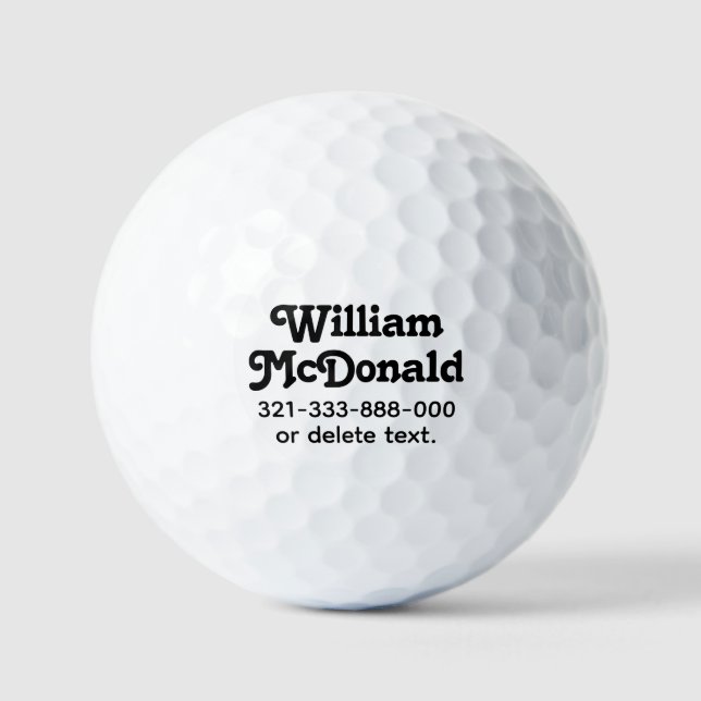 Personalized Name Golf Balls Template FUN RETRO 34 Golfball (Vorderseite)