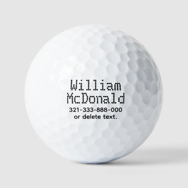 Personalized Name Golf Balls Template FUN RETRO 35 Golfball (Vorderseite)