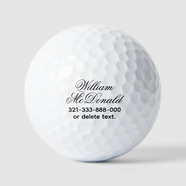 Personalized Name Golf Balls Template SCRIPT 12 Golfball (Vorderseite)