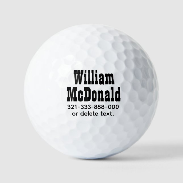 Personalized Name Golf Balls Template VINTAGE 5 Golfball (Vorderseite)